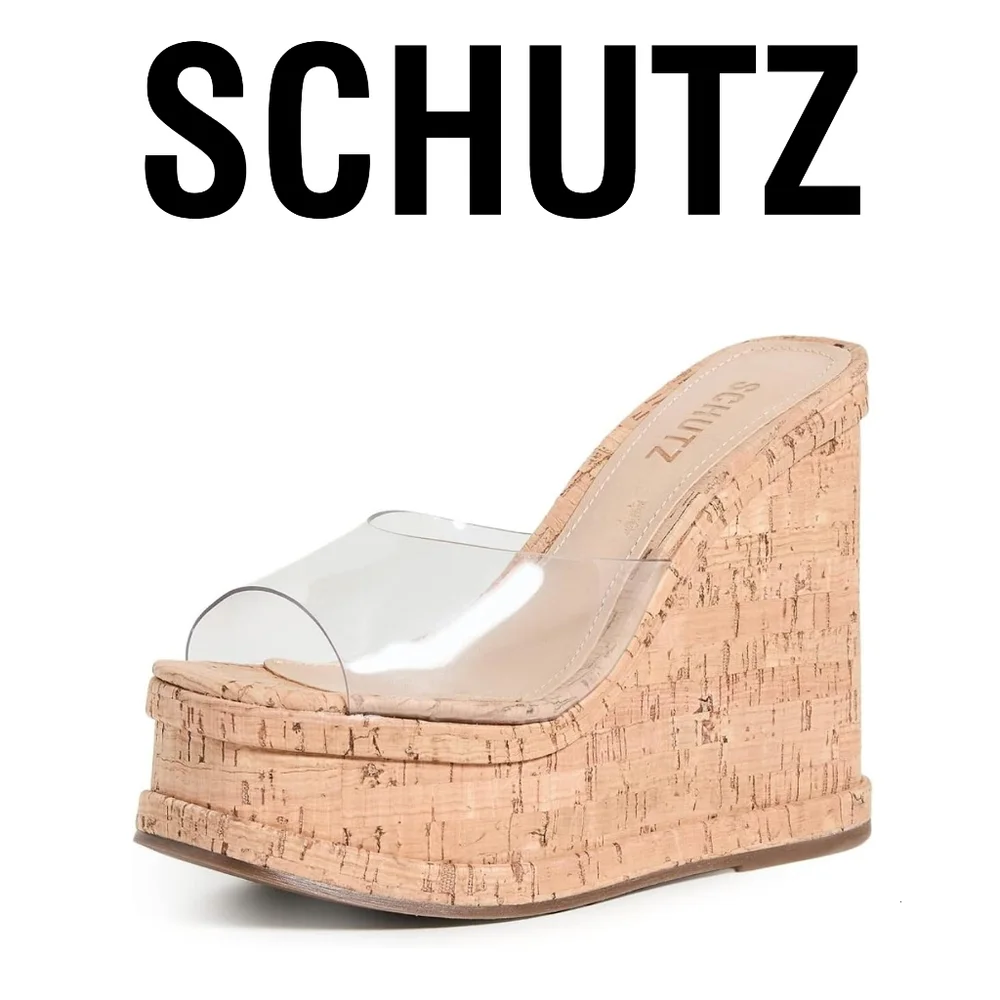 SCHUTZ - Dalle Vinyl Sandals, Transparent Tan Size 8.5 Medium US - Rare Find - Picture 7 of 9